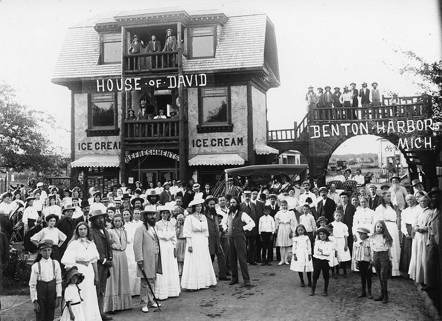 As the House of David became established in Benton Harbor, curious visitors came to the colony to see firsthand what was happening. Brother Benjamin had this ice cream parlor constructed behind the Bethlehem and Jerusalem dwelling houses to serve these guests and to provide income for the colony. The House of David was one of the first to offer the waffle cone in Michigan.