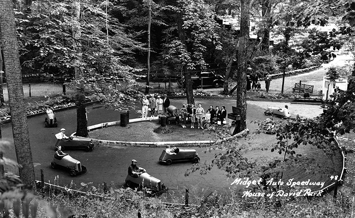 At the eastern end of the Eden Springs Valley colonists constructed a circular racetrack and built a fleet of miniature gas powered autos.  For decades these little cars produced a steady income and were a popular attraction for park visitors.