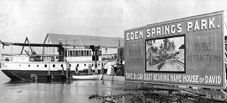 Visitors who flocked to the Benton Harbor area from Chicago via Lake Michigan steamers had only to board a city streetcar to the House of David and then ride a park train to reach Eden Springs.