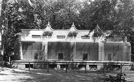 This is a picture of the Lion and Tiger House.  These cages were built to modernize the zoo and stand to this day, but were converted to agriculture pursuits.  In the 50's we filled in the inside floor and made a small fruit packing shed and later a cider mill with the conversion of the basement.  We have since sold our cider mill and pulled out our orchards.  We currently use this facility for storage.  The building sits on the East side of the railroad tracks near the East railroad bridge.